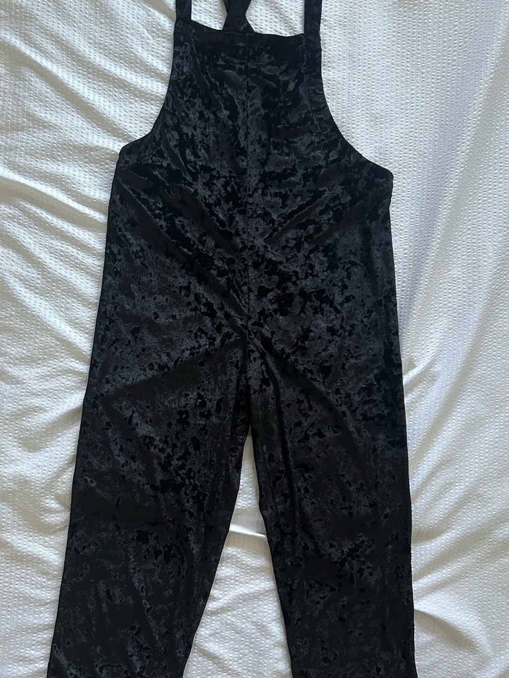 Urban Outfitters Black Crushed Velvet Overalls Jumpsuit Size Small